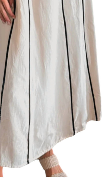 GILLI Soho Striped Midi Dress Beige Large 4