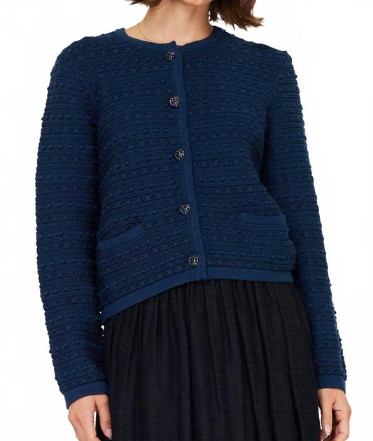 Nyland Rose Langarm-Strickjacke Blau Groß 2