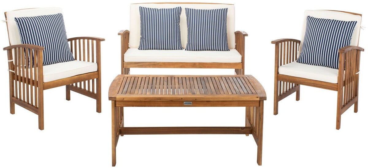 Safavieh Rocklin 4 Piece Outdoor Set Navy 2