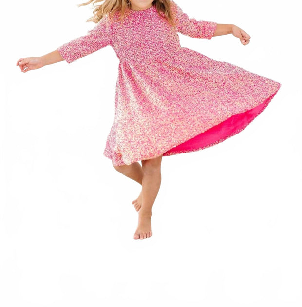 Mila & Rose Mädchen Disco Paillettenkleid pink US 4T 2