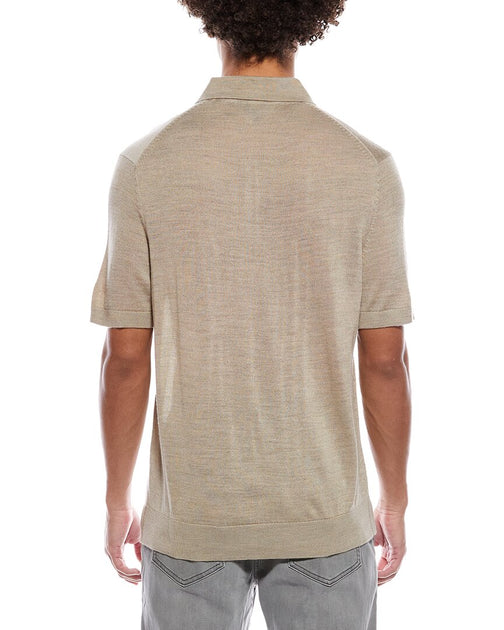 Ted Baker Intarsia Wool-Blend Sweater Polo Shirt Beige Medium 3