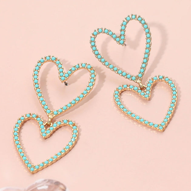 FASHNZFAB Open Heart Link Dangle Earrings Silver 5