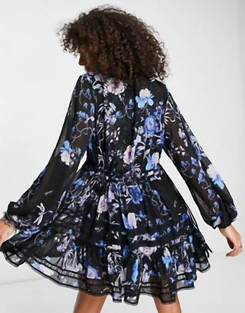 free people cherry blossom mini dress Free People Cherry Blossom Mini Dress In Black/blue