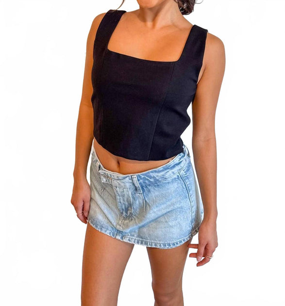 Day + Moon Isabella Square Neck Top Schwarz Small 2
