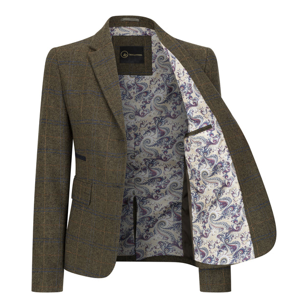 Infinity Women's Tailored Fit Tweed Formal Blazer Navy Blue US 12 4