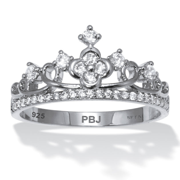 Palm .41 TCW Cubic Zirconia Sterling Silver Crown Ring Silver US 10 2