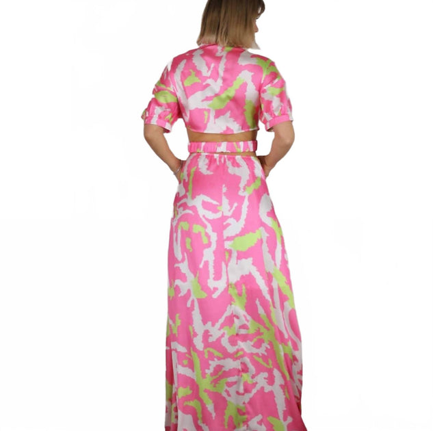 Mulla Back Open Waistband Shirt Maxi Dress Pink Large 4