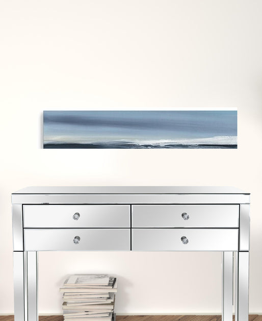 Hivvago Long Beach Shore Unframed Print Blue 20x10 4