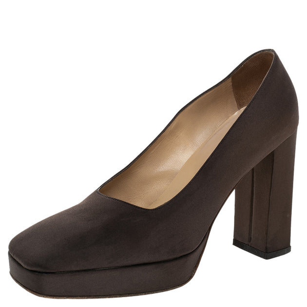 Sergio Rossi Block Heel Pumps Brown EU 37.5 2