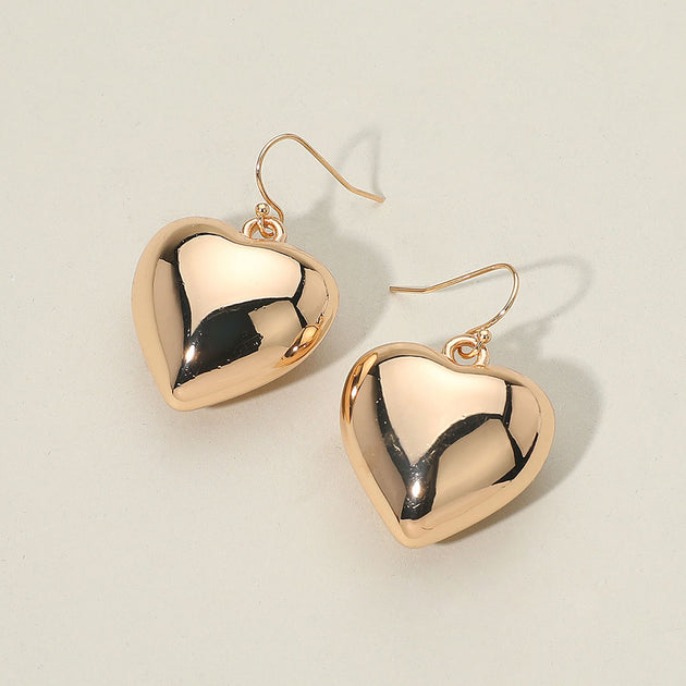 FASHNZFAB Boucles d'Oreilles Pendantes Métal Puffy Heart Argent 4
