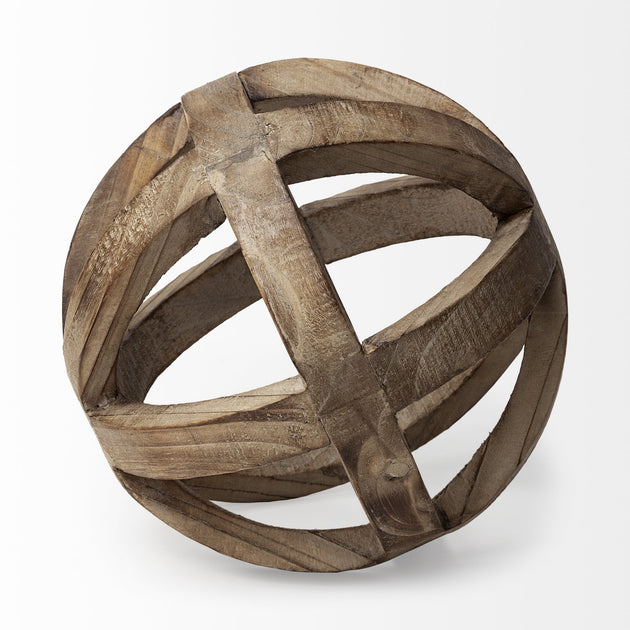 Sculpture Sphère Creuse en Bois Marron Hivvago 3
