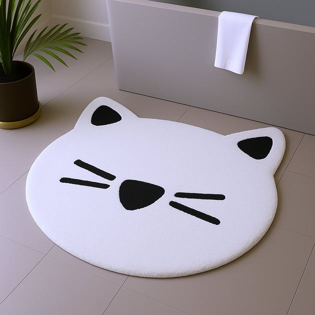 Hivvago Bath Rug Cat Black White 32in 3