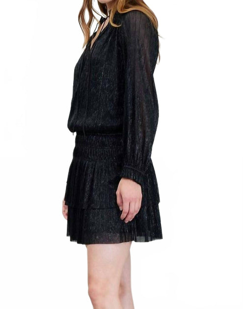 Current Air Shira Pleated Mini Dress Black Medium 4