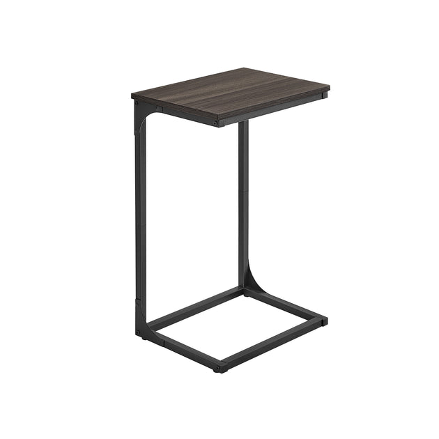 Hivvago ULET353B42 C-Shaped End Table Chestnut Brown and Black 2