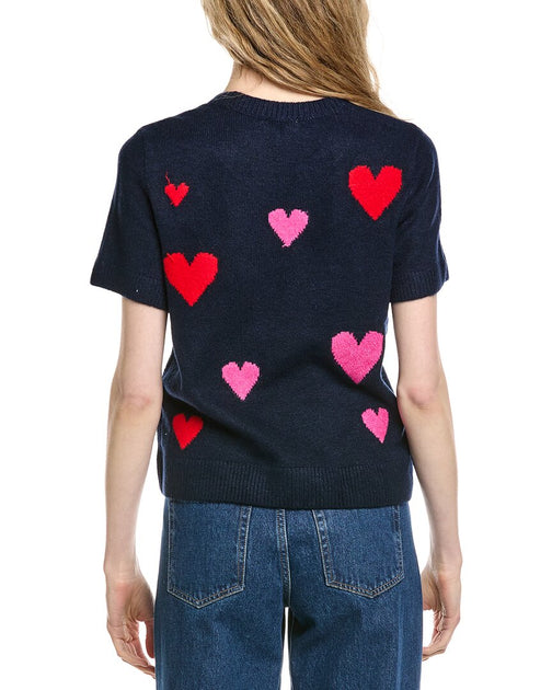 CeCe All Over Heart Sweater Navy XLarge 3
