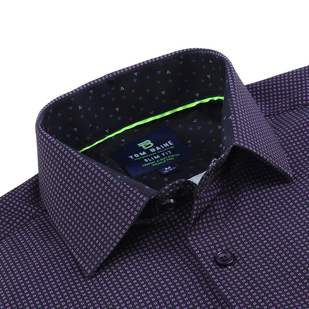 Tom Baine Slim Fit Performance Long Sleeve Geometric Button Down Blue XLarge 3