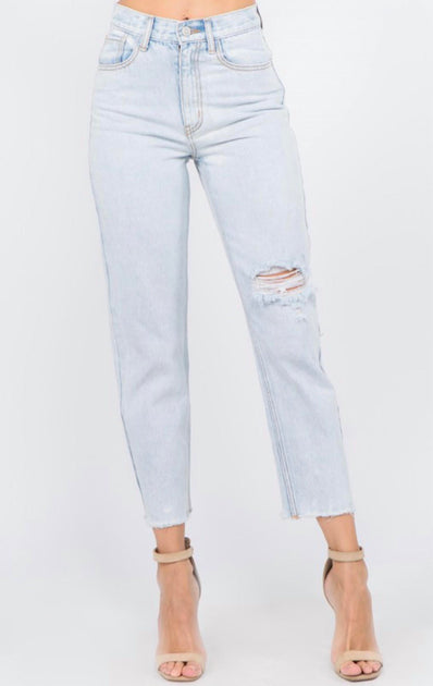 ontwelfth Mom Cropped Straight Fit Jeans Blue 27 3