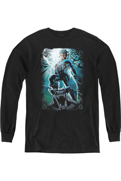 Gildan Batman Night Light Youth Long Sleeve T-Shirt Black Medium 2