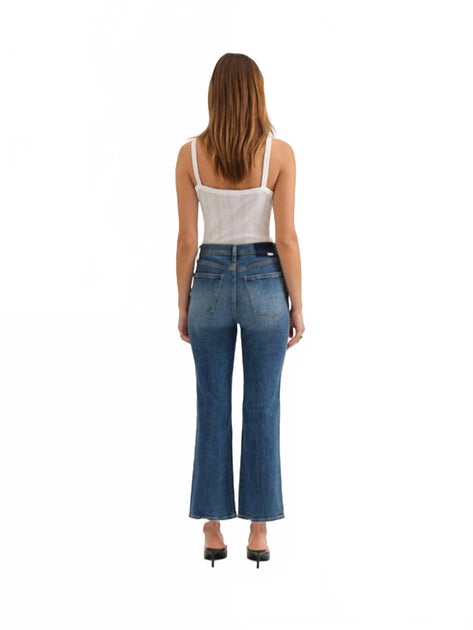 DAZE Soho Rawcut High Rise Ankle Flare Jeans Blue 27 3