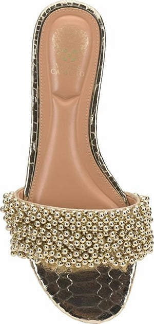 Vince Camuto Balea Beaded Band Flat Sandal Gold US 9 3
