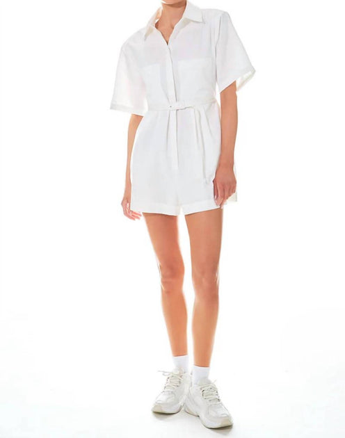Grey Lab Shoulder Pad Shirt Romper White Medium 2