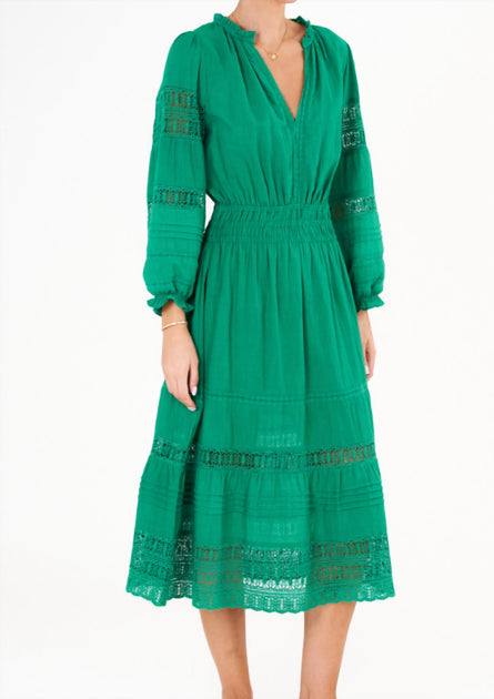 M.A.B.E. Loretta Midi Dress Green Large 2