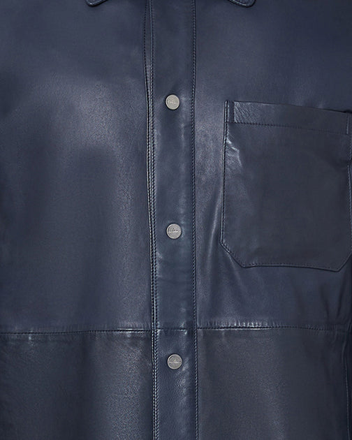 Peuterey Leather Jacket Blue Large 3