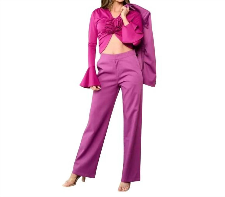 Peekskill Top Blazer And Pants 3 Piece Suit Set Pink Small 2
