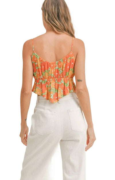 Sadie & Sage Summer Forever Tie Front Camisole Top Orange Small 4