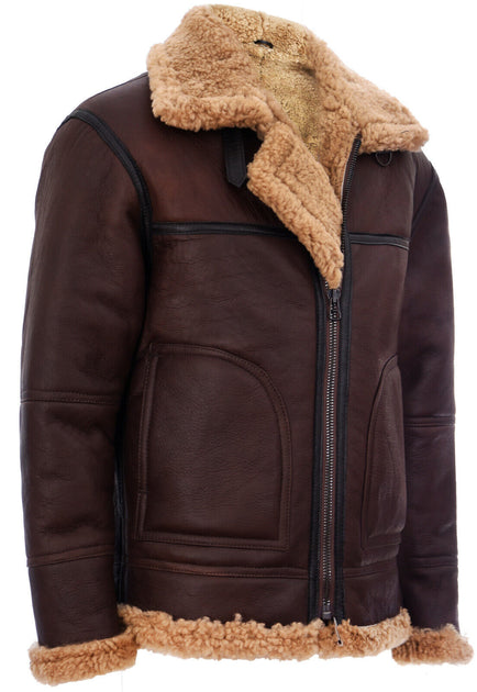 Infinity B3 Shearling Sheepskin Aviator Jacket Brown XXXLarge 3