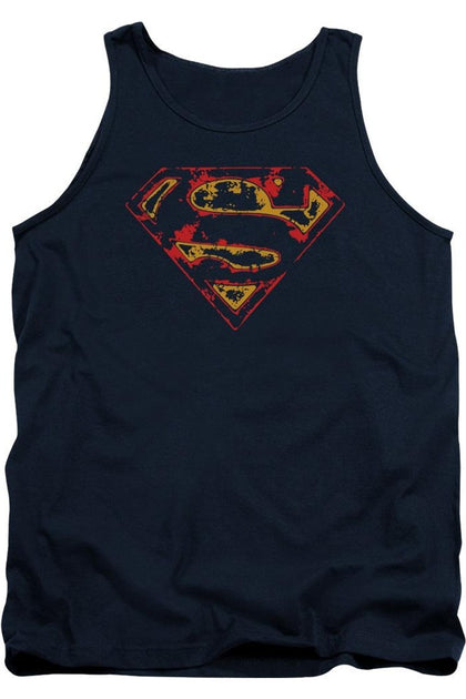 Gildan Superman Super Distressed Tank Top Blue Small 2