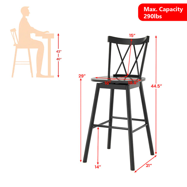 Hivvago Windsor Bar Stool Set Black 4