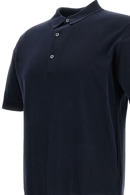 John Smedley Polo Shirt Blue Large 4