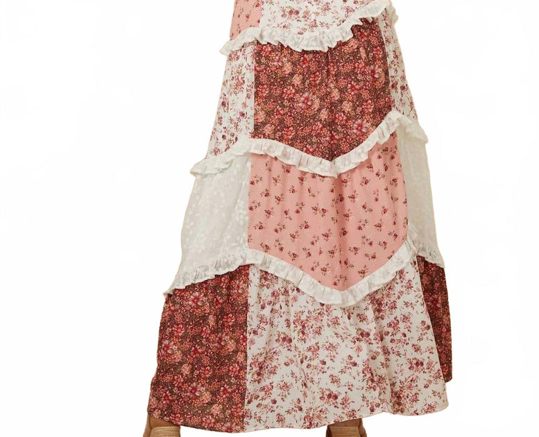 Rosa Clothing Parfait Patchwork Maxi Dress Pink Medium 3