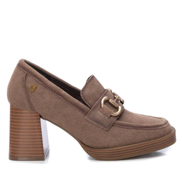 Xti Women's Suede Heeled Loafers Brown US 8 2