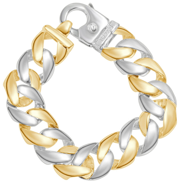 Pompeii3 Men's Rounded Heavy Cuban Link Bracelet Gold/Platinum 9.5" 3