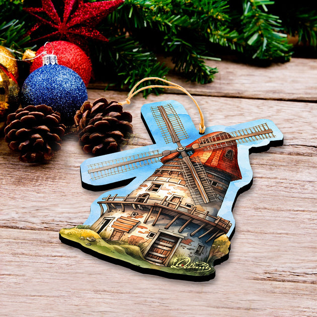 G. Debrekht Set of 2 Windmill Wooden Christmas Ornaments 4