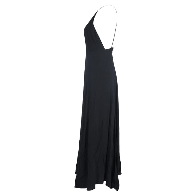 Reformation Halter Neck Backless Maxi Dress In Black Viscose