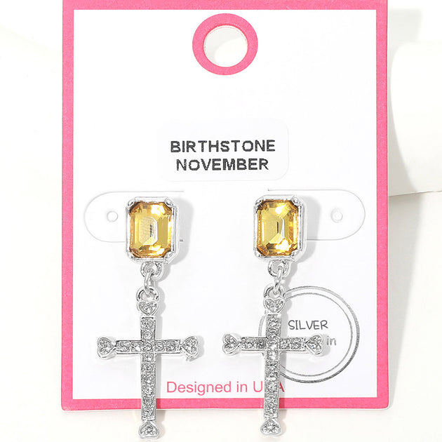 FASHNZFAB NOVEMBER Cross Drop Earrings Silver 2