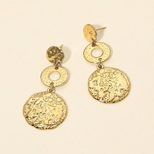 FASHNZFAB Disc Drop Earrings Gold 2