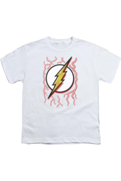 Gildan DC Comics Flash Airbrush Bolt Youth Tee White Small 2