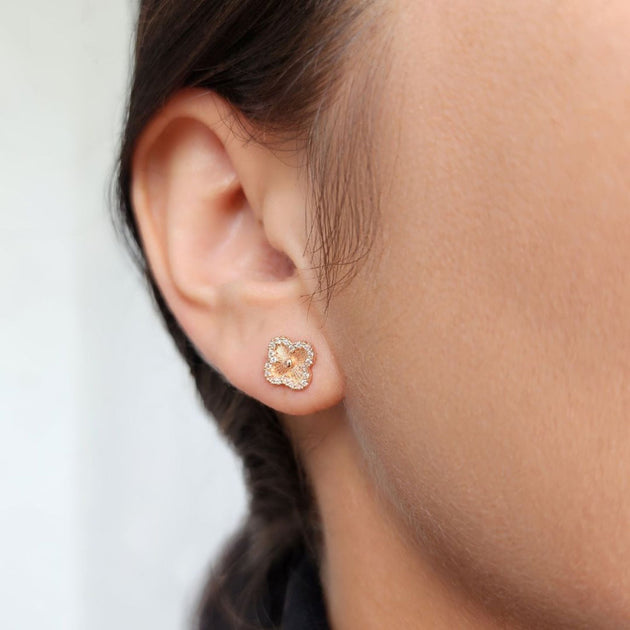 Adornia Clover CZ Halo Stud Earrings Silver 3