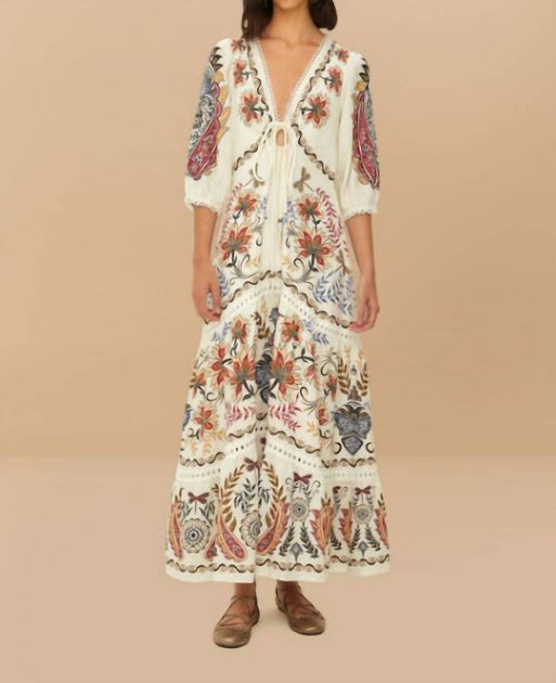 farm rio boho glam maxi dress FARM RIO Boho Glam Maxi Dress In Off White