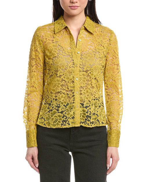 L'AGENCE Maia Lace Button-Down Blouse Yellow Small 2