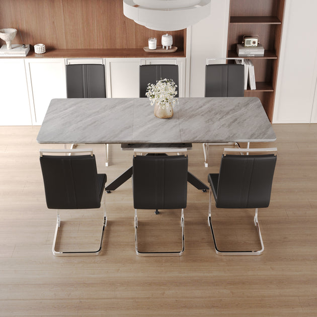 Streamdale Furniture Extendable Dining Table Set Brown 8