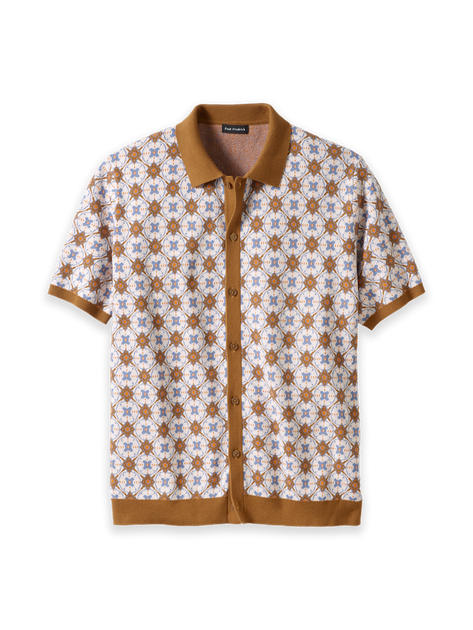 Paul Fredrick Cotton Button Front Polo White XXX-Large 2