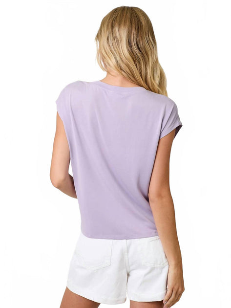 mystree Front Ruche Modal Cap Sleeves Top Purple Small 3