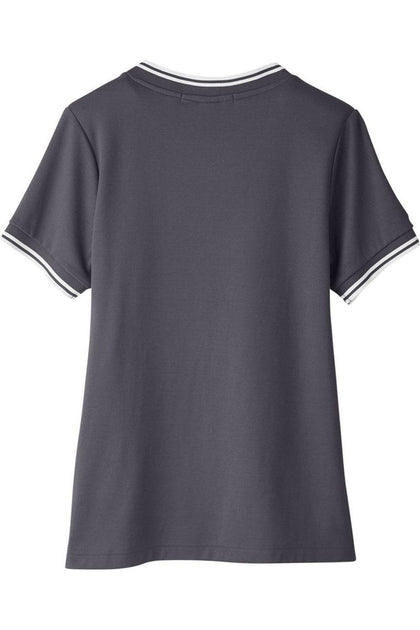Devon & Jones CrownLux Performance Plaited Tipped V-Neck Shirt Grey XLarge 3