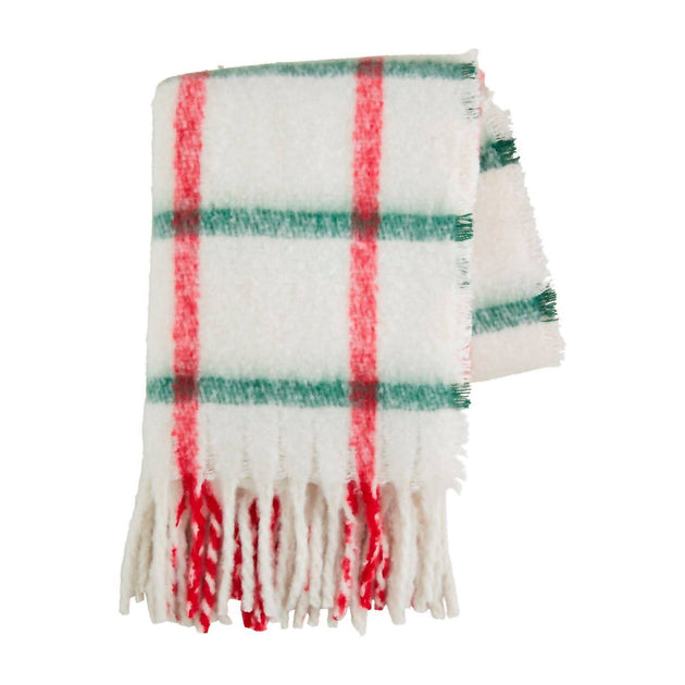 Mudpie Holiday Plaid Throw White 2