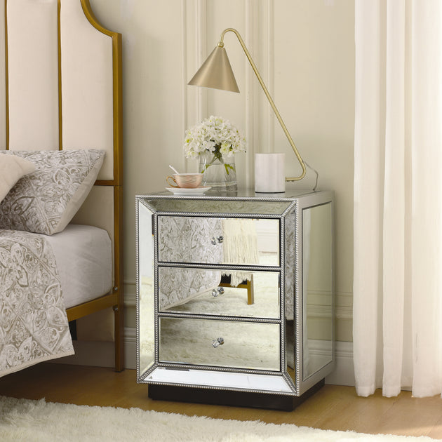 Streamdale Pearl Silver Mirrored 3-Drawer Cabinet 2